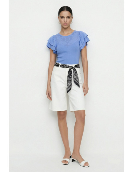 Influencer maglia manica corta con ricamo jacquard 05Q10372 [e1a64ce5]