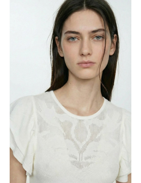 Influencer maglia manica corta con ricamo jacquard 05Q10372 [e5e2be97]