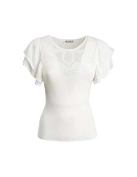 Influencer maglia manica corta con ricamo jacquard 05Q10372 [e0b2f989]