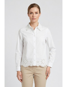 Fresh Flower camicia in popeline di cotone con trafori FD629 [b95ddd6c]