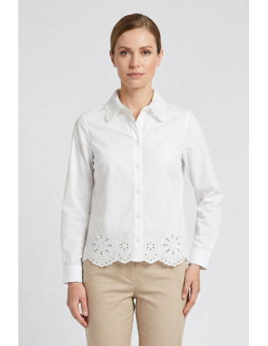 Fresh Flower camicia in popeline di cotone con trafori FD629 [b95ddd6c]