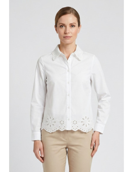 Fresh Flower camicia in popeline di cotone con trafori FD629 [b95ddd6c]