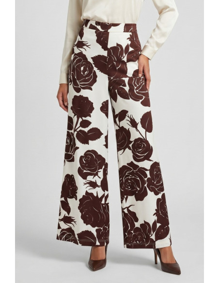 GM by Gai Mattiolo pantalone palazzo a fantasia rose GM3696 [d4f82130]