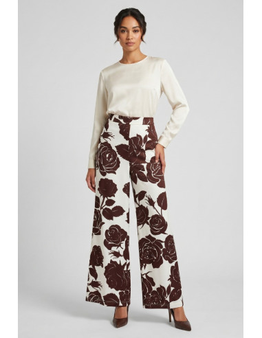 GM by Gai Mattiolo pantalone palazzo a fantasia rose GM3696 [bac3a339]