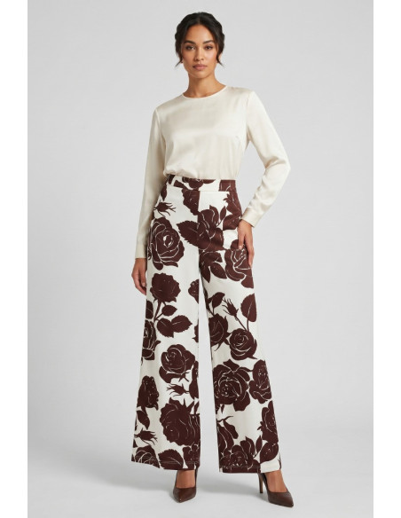 GM by Gai Mattiolo pantalone palazzo a fantasia rose GM3696 [bac3a339]