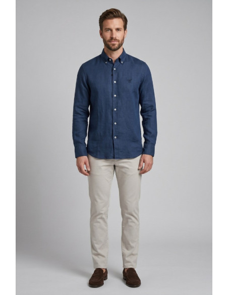 Henry Cotton's camicia botton down in lino OTIS [17669e69]