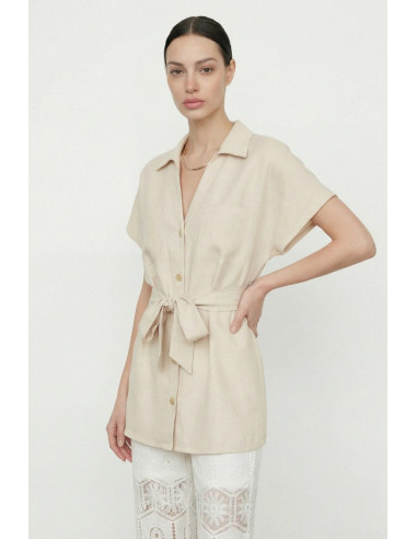 Influencer camicia safari in viscosa e lino 05T0076 [ce76563e]