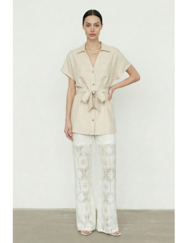Influencer camicia safari in viscosa e lino 05T0076 [a04dd437]
