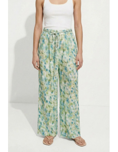 Influencer pantalone wide leg a fantasia con coulisse 05T0086 [f02f3fc2]