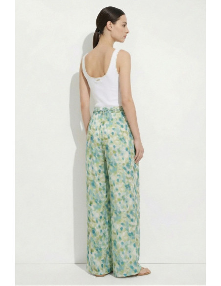 Influencer pantalone wide leg a fantasia con coulisse 05T0086 [29097ccf]
