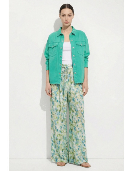 Influencer pantalone wide leg a fantasia con coulisse 05T0086 [9b44fad5]