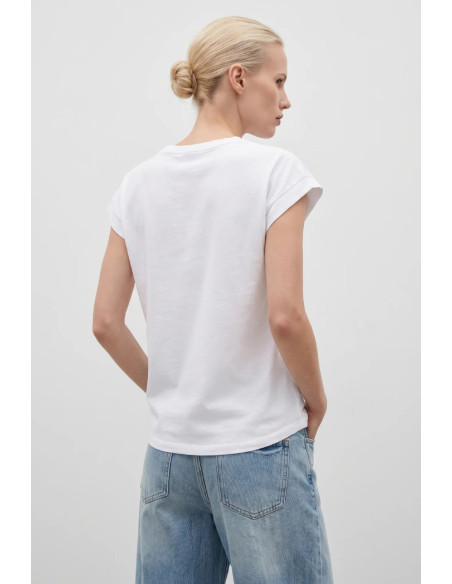 Influencer t-shirt in cotone con ricamo sangallo 05AB223 [5e231a5a]
