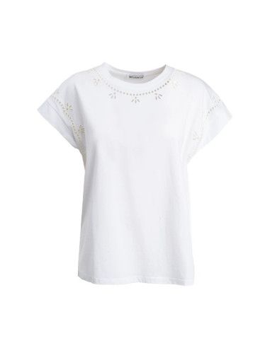 Influencer t-shirt in cotone con ricamo sangallo 05AB223 [ec6e9c40]