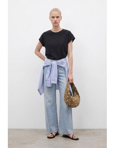 Influencer t-shirt in cotone con ricamo sangallo 05AB223 [c23c63d2]