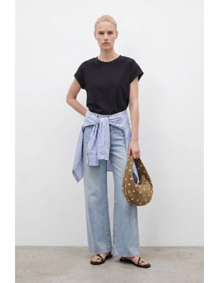 Influencer t-shirt in cotone con ricamo sangallo 05AB223 [c23c63d2]