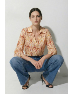 Influencer camicia in chiffon a fantasia 05T0091 [2d697807]