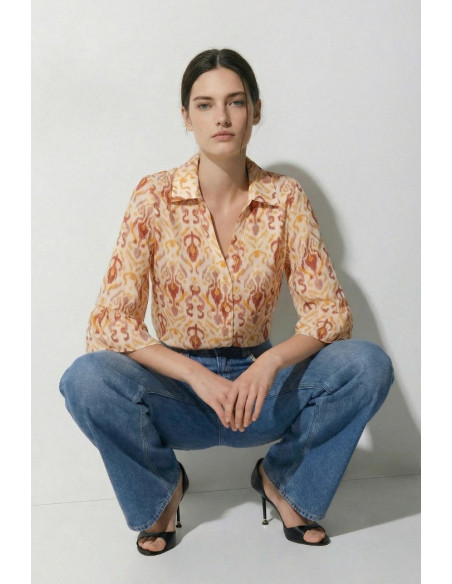 Influencer camicia in chiffon a fantasia 05T0091 [2d697807]