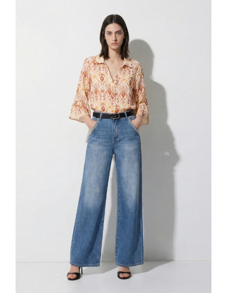 Influencer camicia in chiffon a fantasia 05T0091 [4352fa0e]