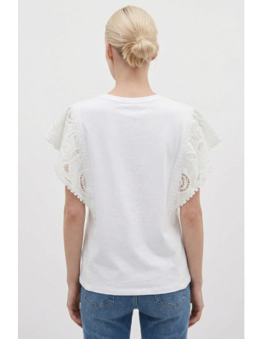 Influencer t-shirt con maniche in pizzo sangallo 05X622 [bad66d02]
