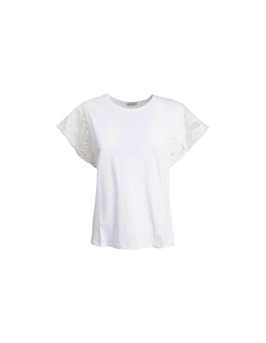 Influencer t-shirt con maniche in pizzo sangallo 05X622 [089beb18]