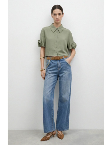 Influencer camicia con dettaglio tridimensionale 05Y161 [6f44a3b0]
