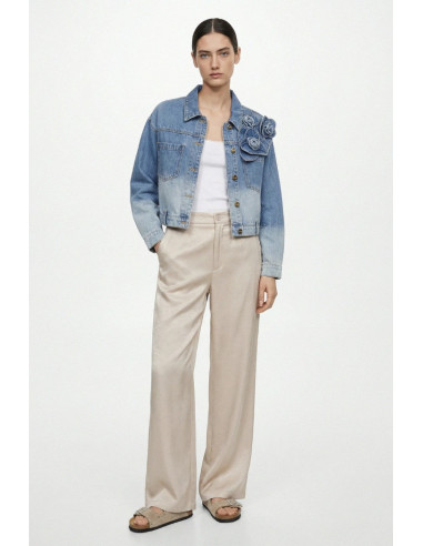 Influencer pantalone palazzo con finitura satinata 05Y167 [f4e76404]