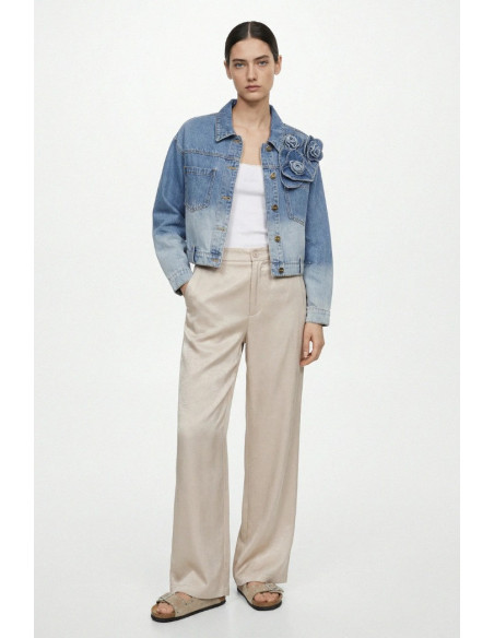 Influencer pantalone palazzo con finitura satinata 05Y167 [f4e76404]