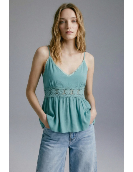 Influencer top con passamaneria in pizzo 05Y175 [25ec967e]