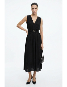 Influencer abito midi scollo a V con drappeggio 05Y186 [fd2a21c9]