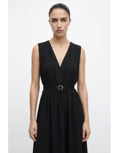 Influencer abito midi scollo a V con drappeggio 05Y186 [240c62c4]