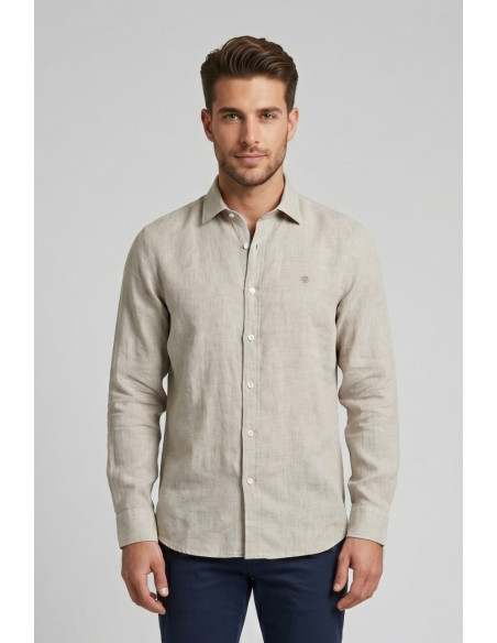 North Sails camicia in lino con logo ricamato 664437 [f3b99959]