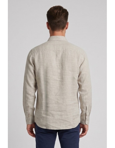 North Sails camicia in lino con logo ricamato 664437 [2a9fda54]