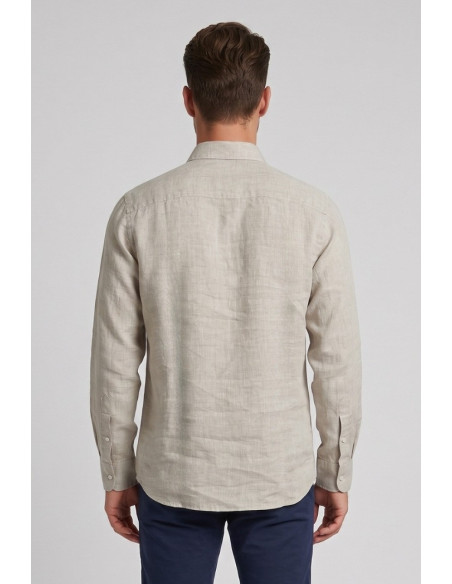 North Sails camicia in lino con logo ricamato 664437 [2a9fda54]