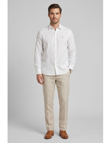 North Sails camicia in lino con logo ricamato 664437 [b954bc59]