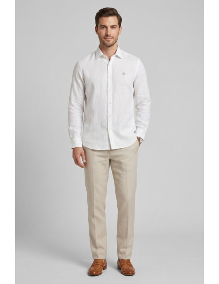North Sails camicia in lino con logo ricamato 664437 [b954bc59]