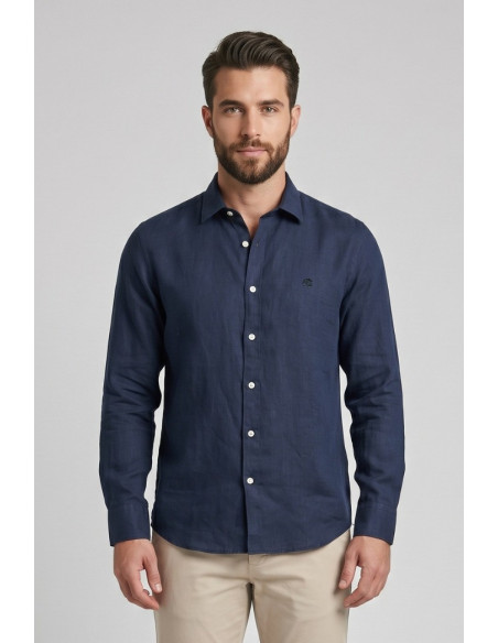 North Sails camicia in lino con logo ricamato 664437 [4c718456]
