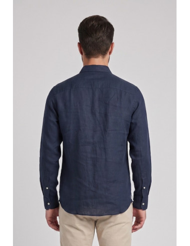 North Sails camicia in lino con logo ricamato 664437 [9557c75b]