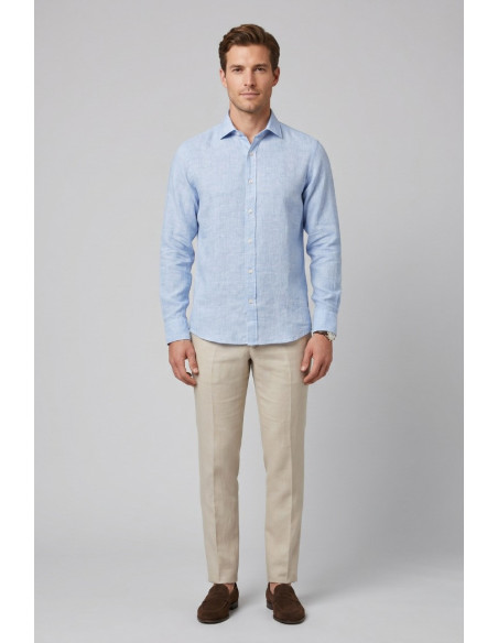 North Sails camicia in lino con logo ricamato 664437 [2a18768c]