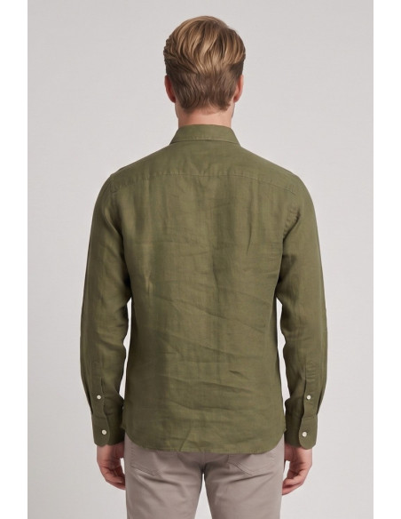 North Sails camicia in lino con logo ricamato 664437 [6f2f15b8]