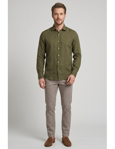 North Sails camicia in lino con logo ricamato 664437 [d832d4bc]