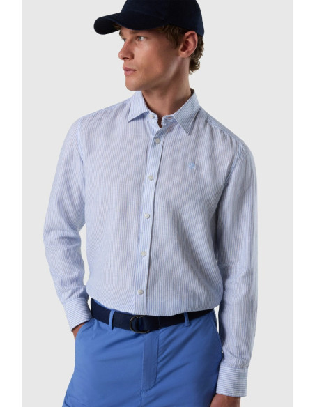 North Sails camicia in lino a righe bengalesi 664455 [57451989]