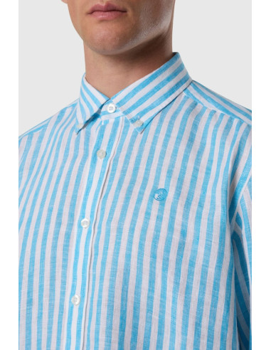 North Sails camicia in lino a maxi righe 664454 [79f3494e]