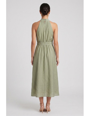 Maidoma abito in misto lino con spilla fiore PE26F527/AB2086 [0bd88024]