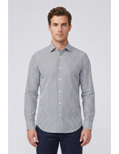 Markup camicia rigata in misto lino e cotone MK1930062 [1e34e11d]