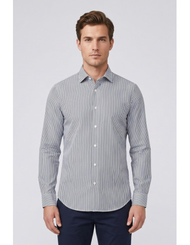 Markup camicia rigata in misto lino e cotone MK1930062 [1e34e11d]