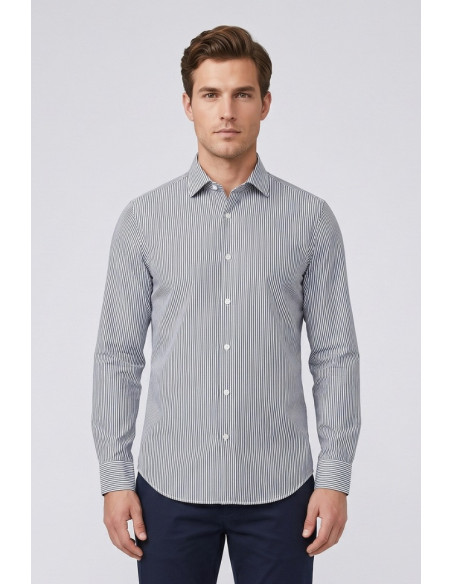 Markup camicia rigata in misto lino e cotone MK1930062 [1e34e11d]