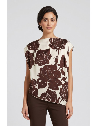 GM by Gai Mattiolo blusa asimmetrica a fantasia rose GM3695 [e740d8e1]