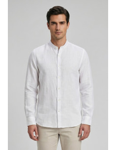 North Sails camicia con collo coreano in lino 664438 [5f78467d]