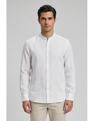 North Sails camicia con collo coreano in lino 664438 [5f78467d]