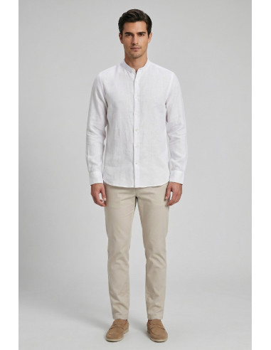 North Sails camicia con collo coreano in lino 664438 [3143c474]